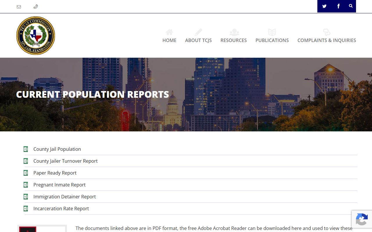 TCJS population reports for Sterling County inmate population